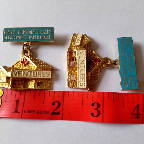 Vintage Bruce Edmeades Sales Lapel Pins Lot of 2 Paper House Advertising Promo - Picture 6 of 6